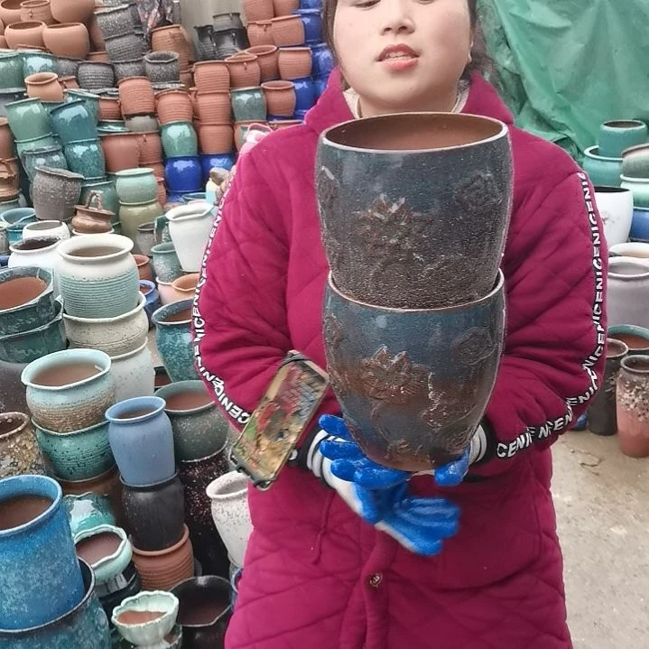 红陶口17高20瑕疵两个盆子