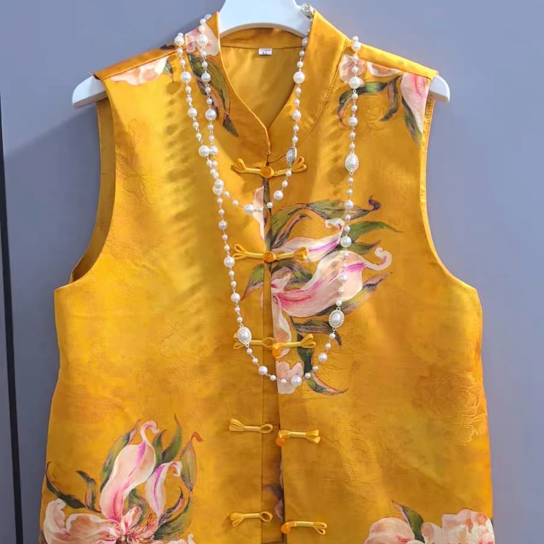 【红达牡丹马甲】免烫复古提花碎花夏季马夹印花复古风美式