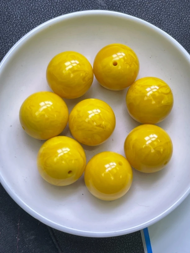 天然珠宝玉石 鸡油黄老蜡Y1949 20MM 1颗（赠弹力绳）