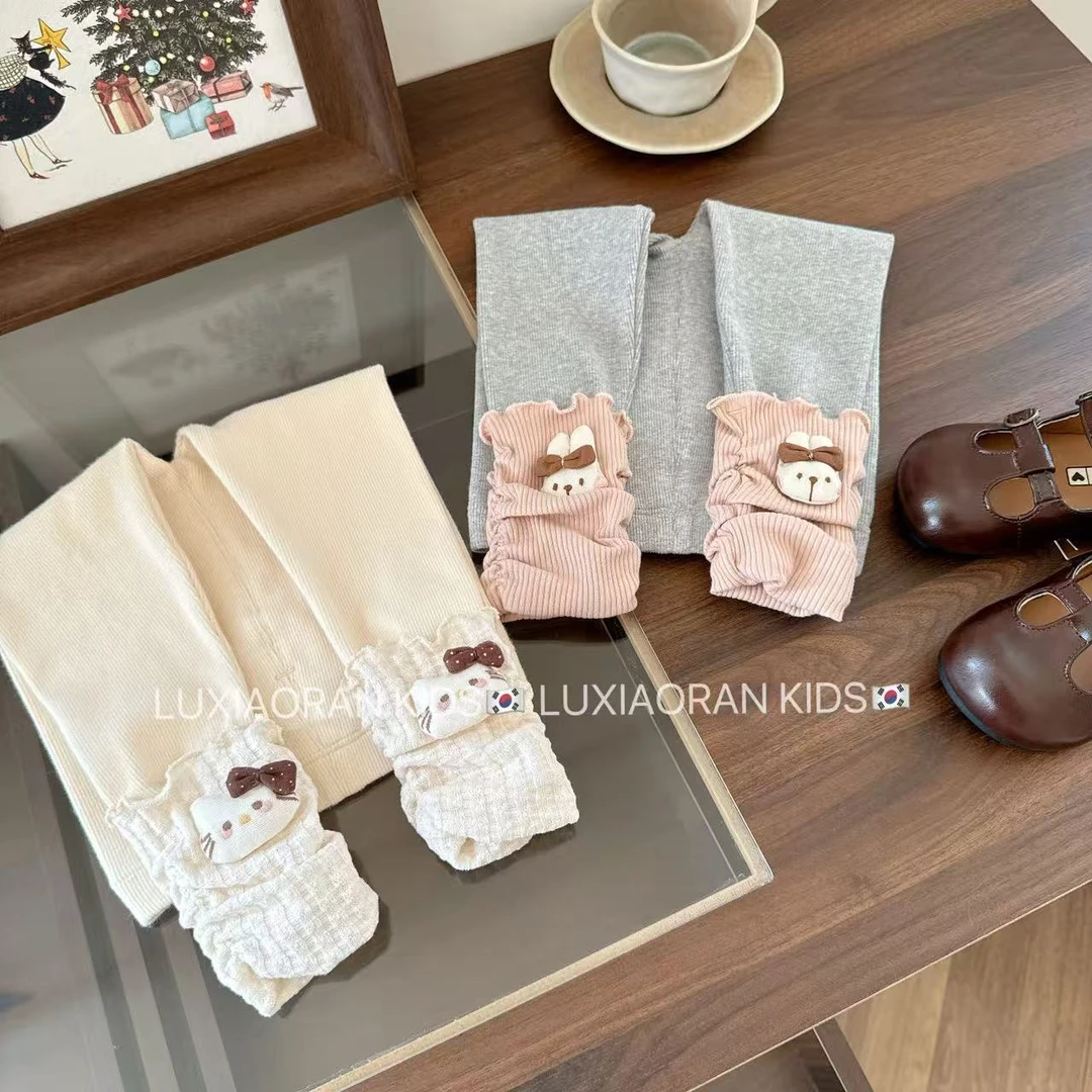 【鹿小冉】韩版可爱立体玩偶打底裤弹力休闲裤6008