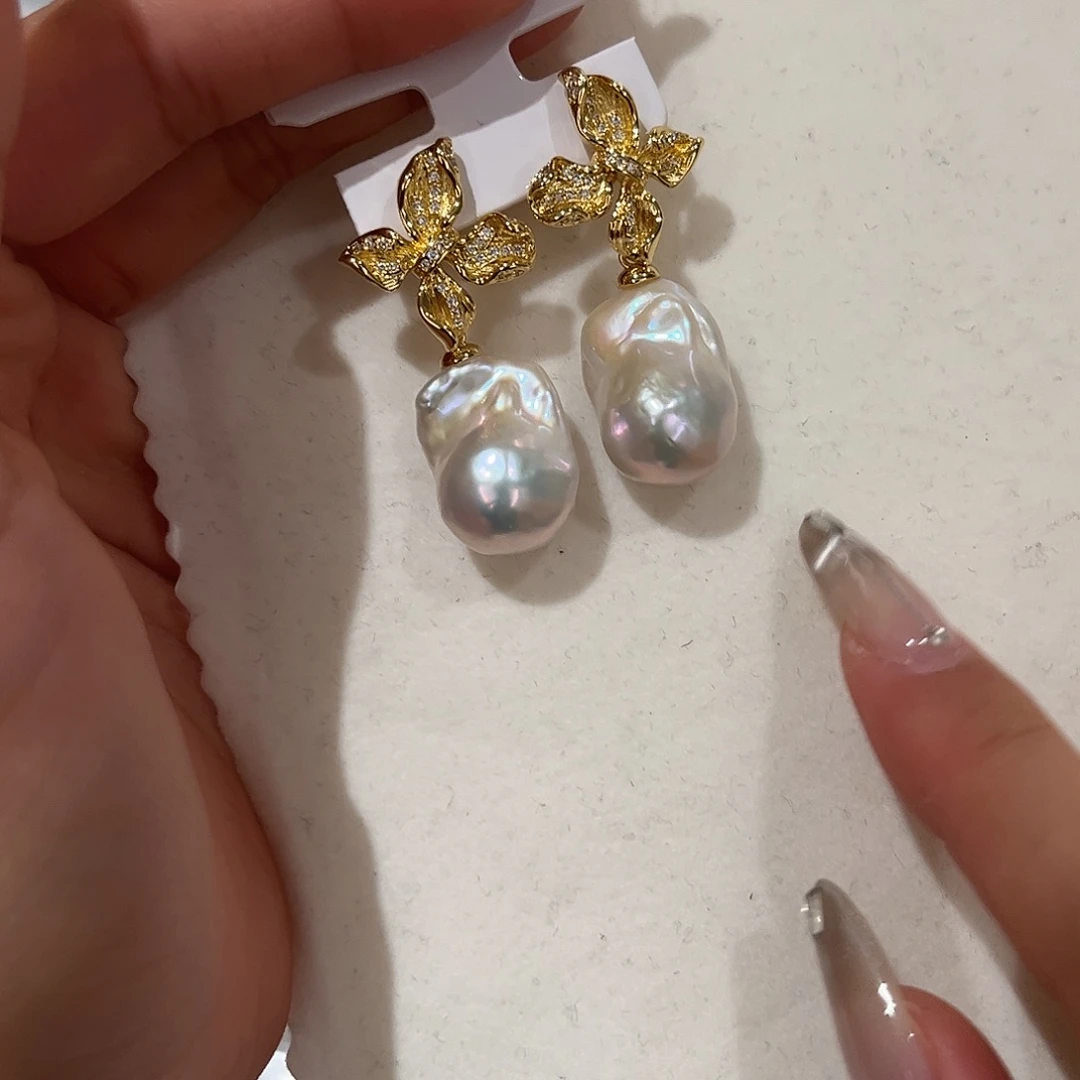 合金淡水珍珠耳饰