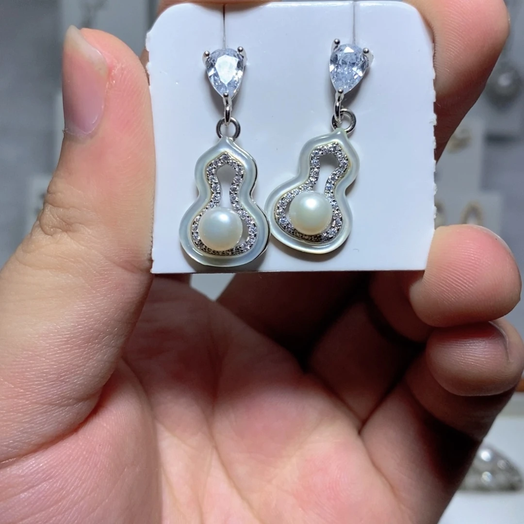 耳饰淡水珍珠银S925镶嵌