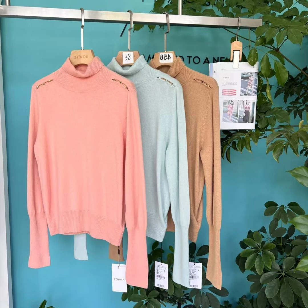 2025秋冬长袖常规毛衣镂空时尚高领女针织【Z33F178】