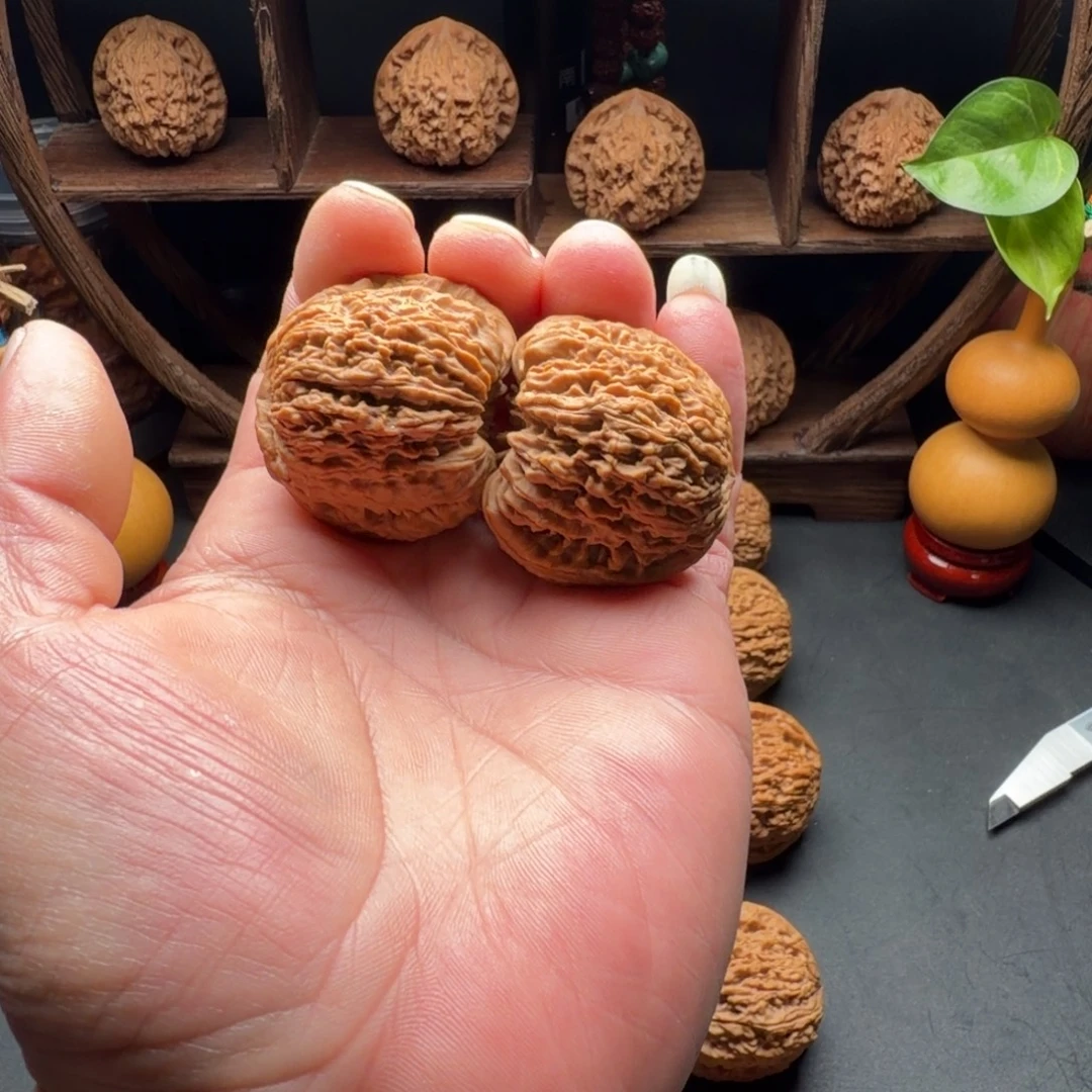 把件文玩核桃南疆石团子凹底蚂蚁拉丝尺寸40