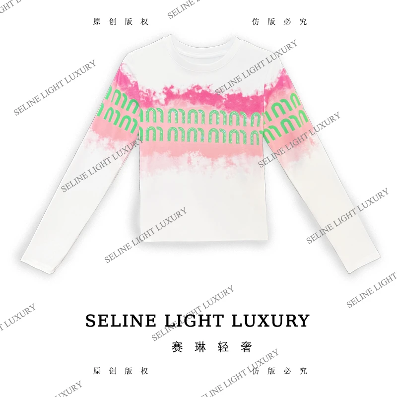 【25Q-607】太 2025 SELINE 新款印花时尚轻奢气质长袖T恤
