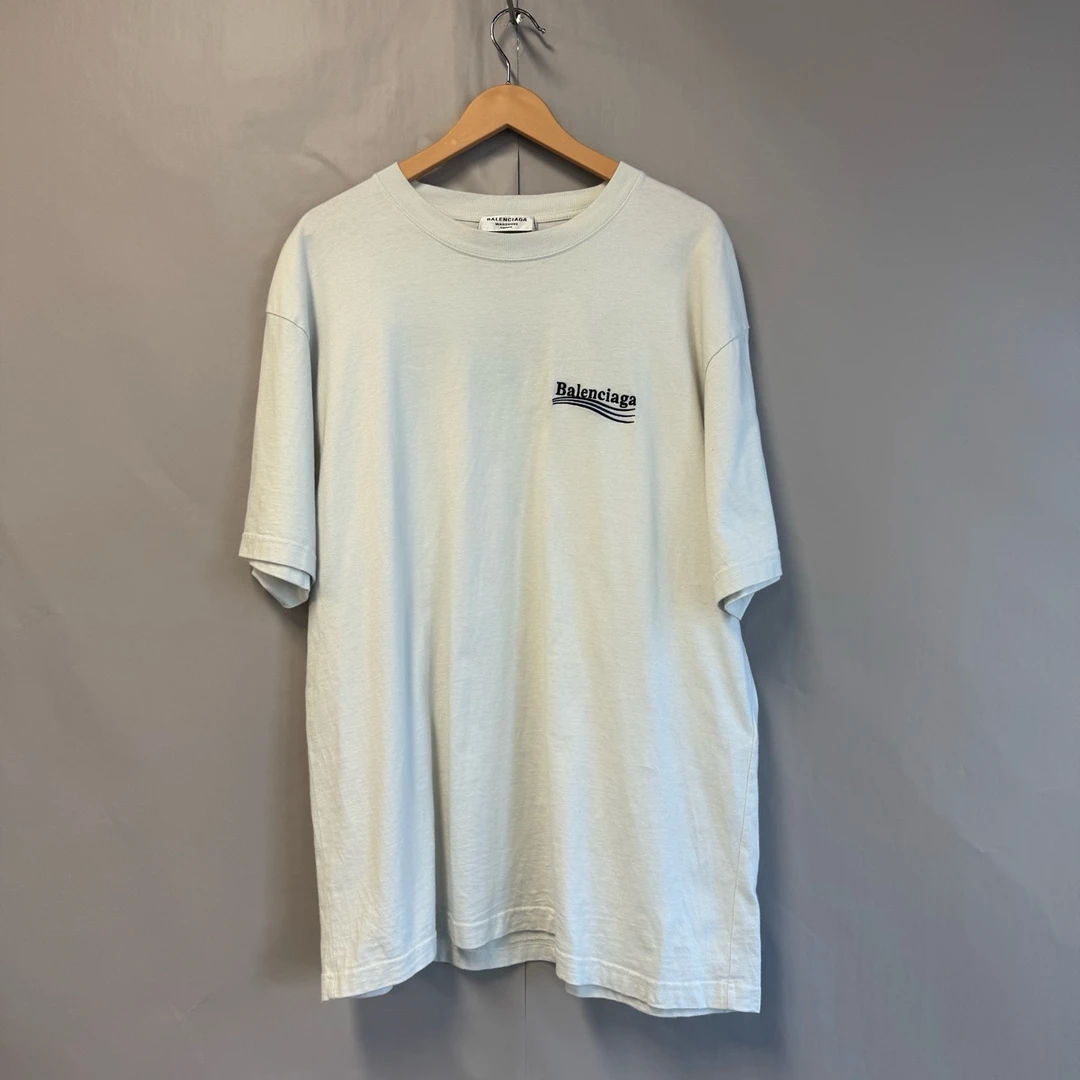 99新 Balenciaga/巴黎世家 白色刺绣可乐短袖 99新 M码 #3619