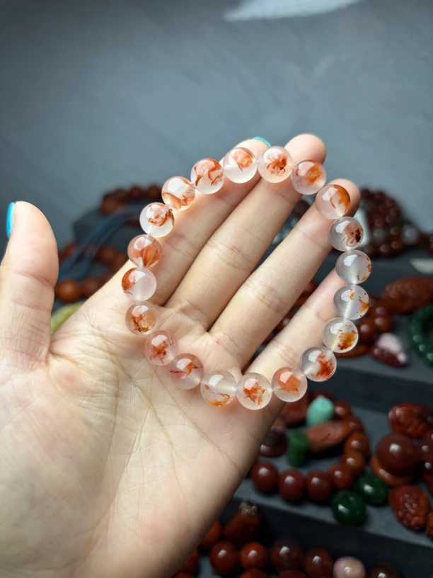 南红瓦西荔枝冻冰飘手串10mm