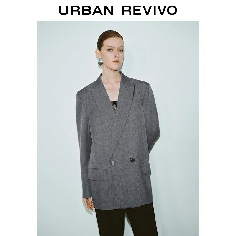 UR2025春季新款女装欧若风摩登都市通勤戗驳领西装外套UWA150002