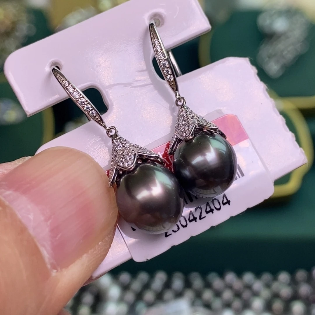 银S925镶嵌耳饰海水珍珠