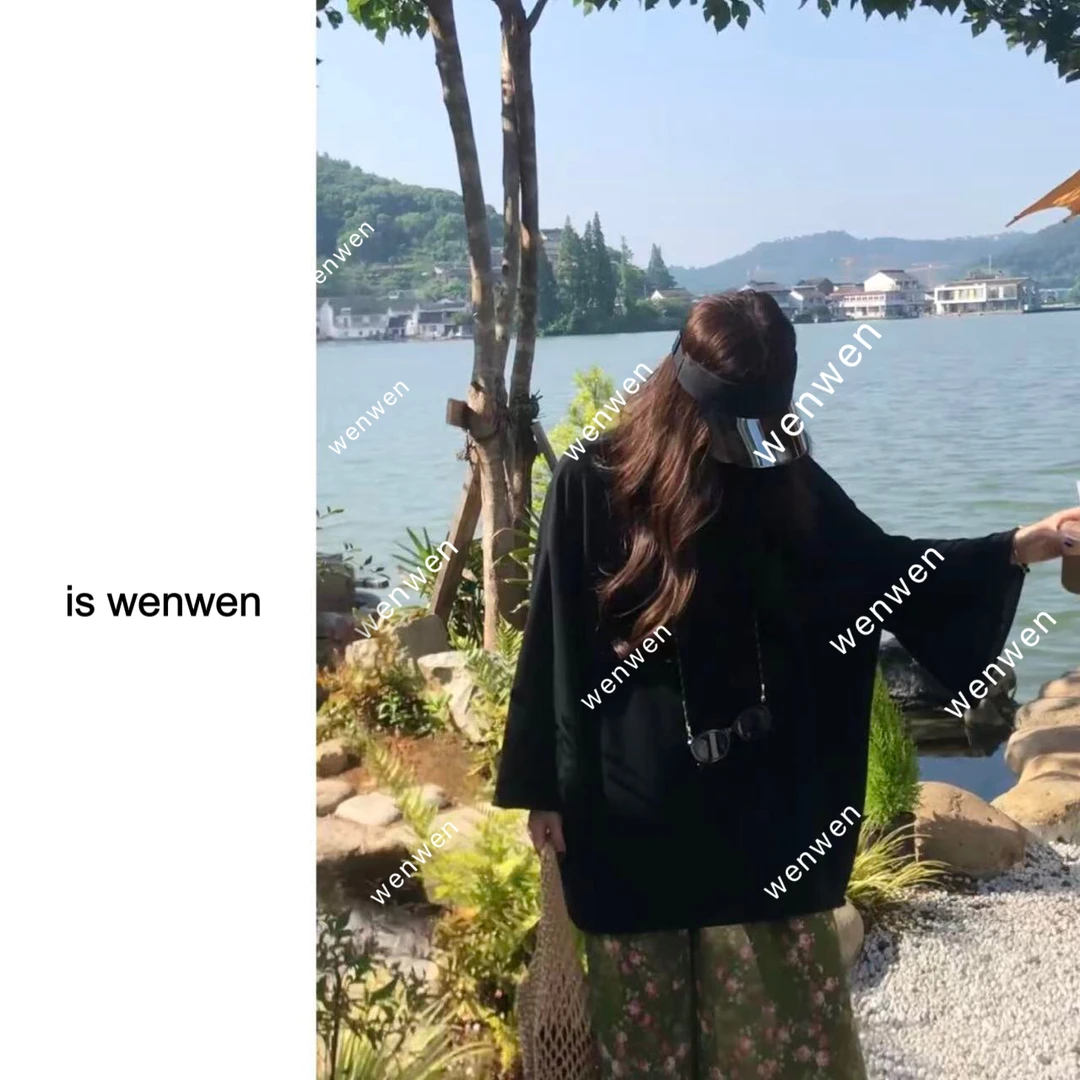 【WEN】云絮墨 夏季新款大圆领韩系微透感休闲风百搭上衣 YS893