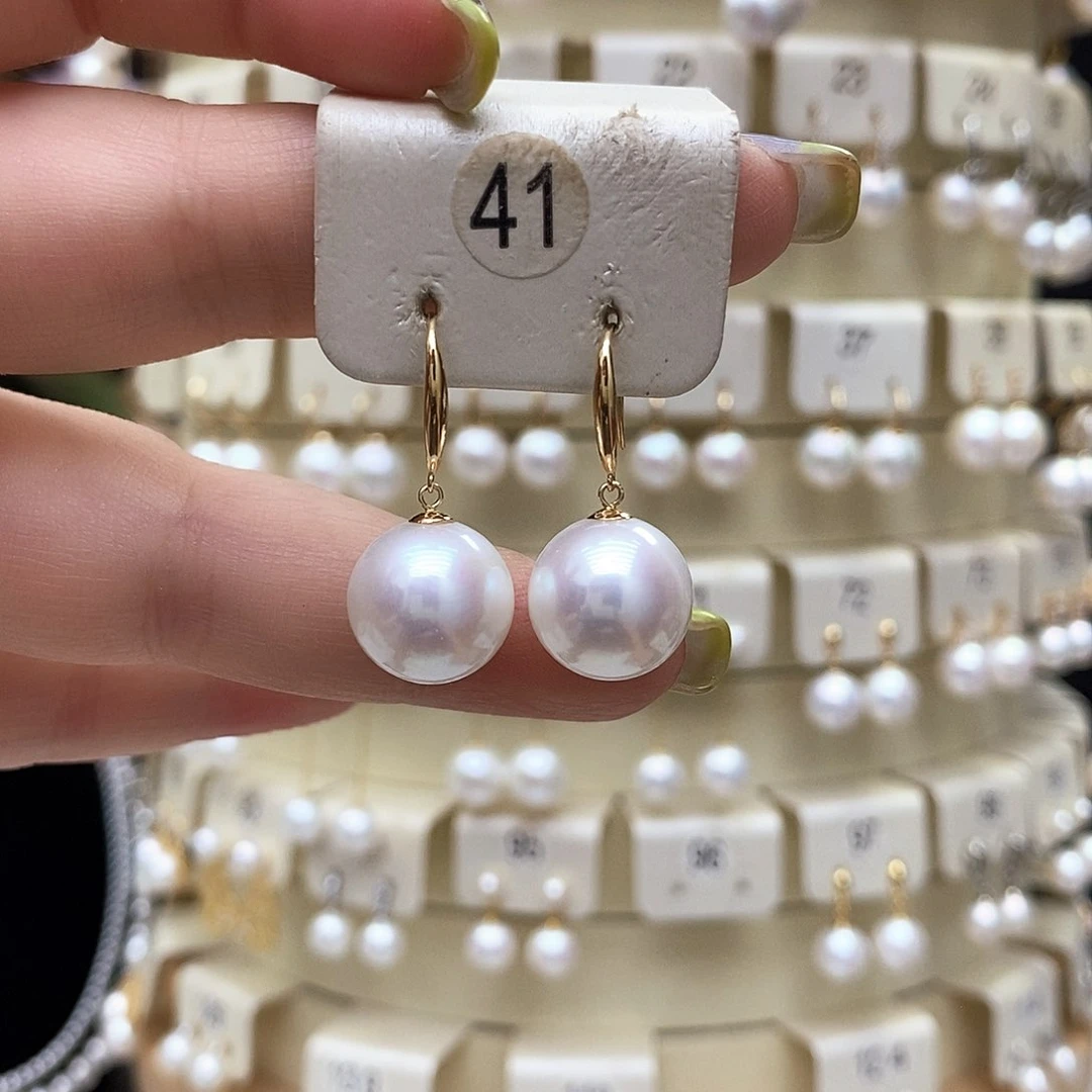 18K金镶嵌淡水珍珠耳饰