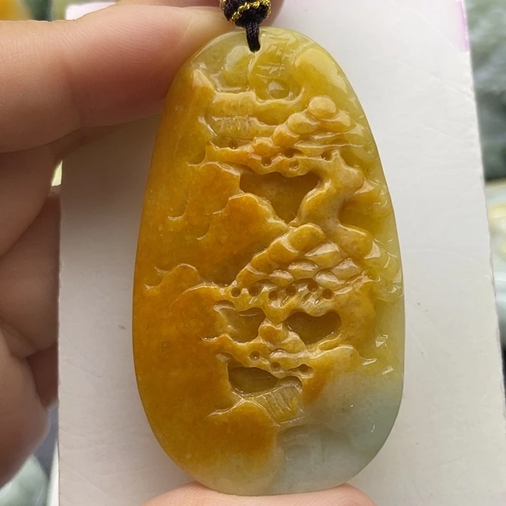 翡翠未镶嵌颈饰翡翠山水