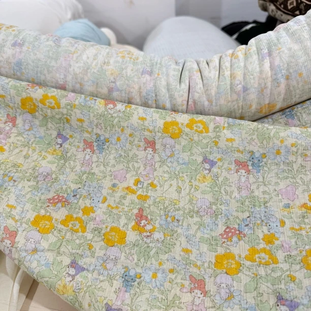 86 数码印花水洗苎麻棉面料3米价