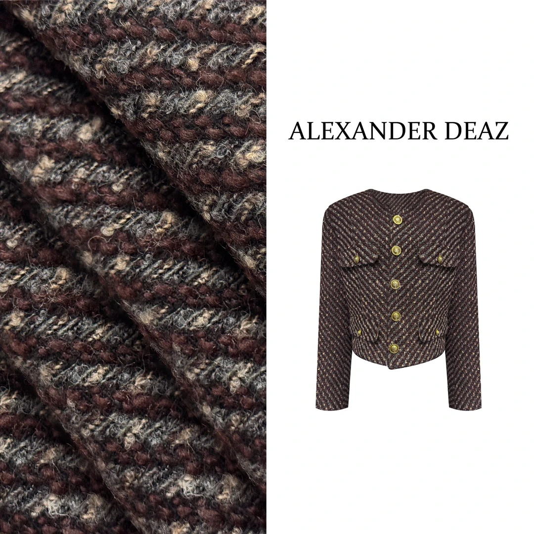 2025新款布拉格秋镜斜纹复古小香编织外套A8095