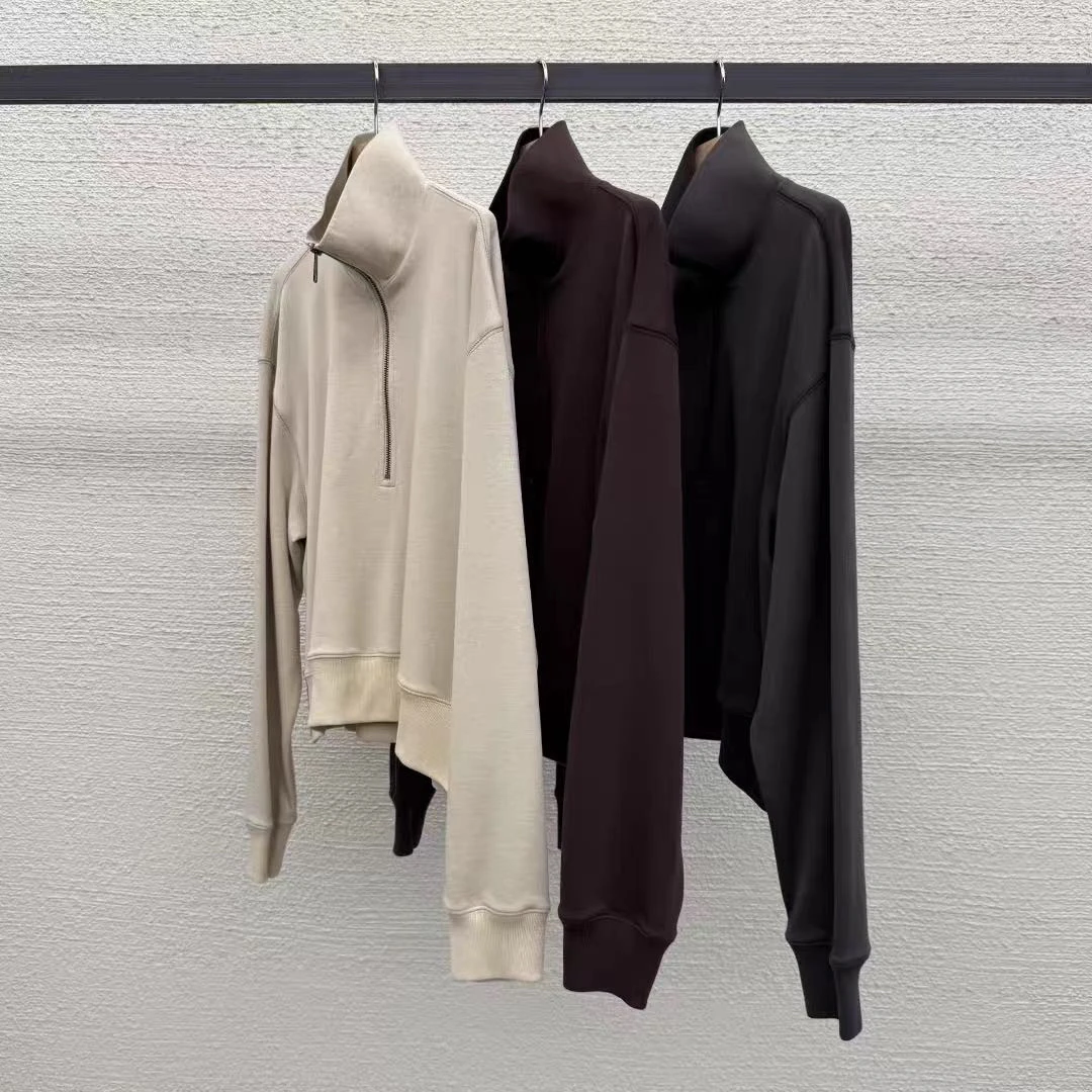 韩国东大门新款ATTHEBAGEL休闲宽松百搭立领卫衣