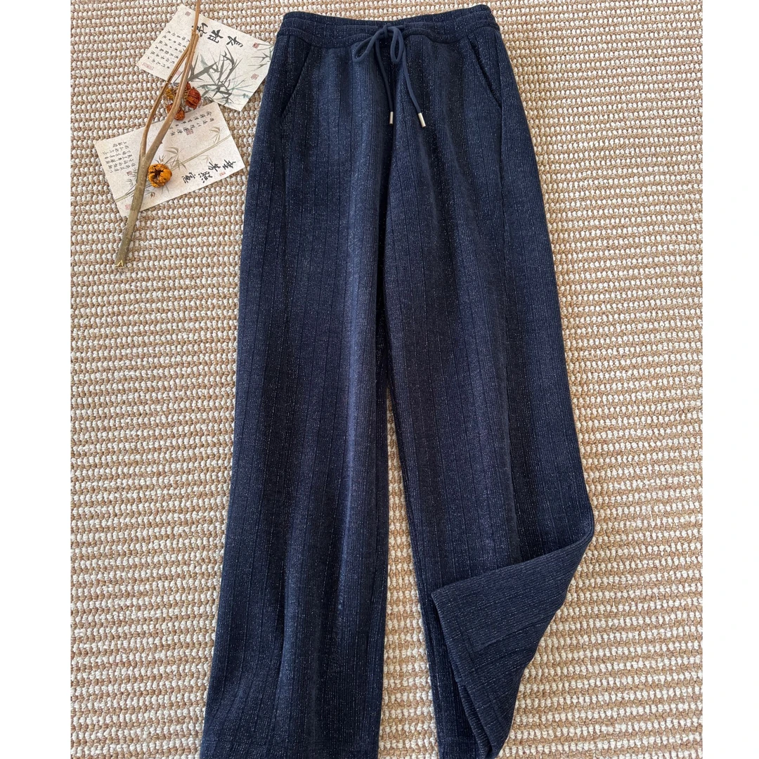 K360  秋冬新款加厚松紧腰直筒休闲裤