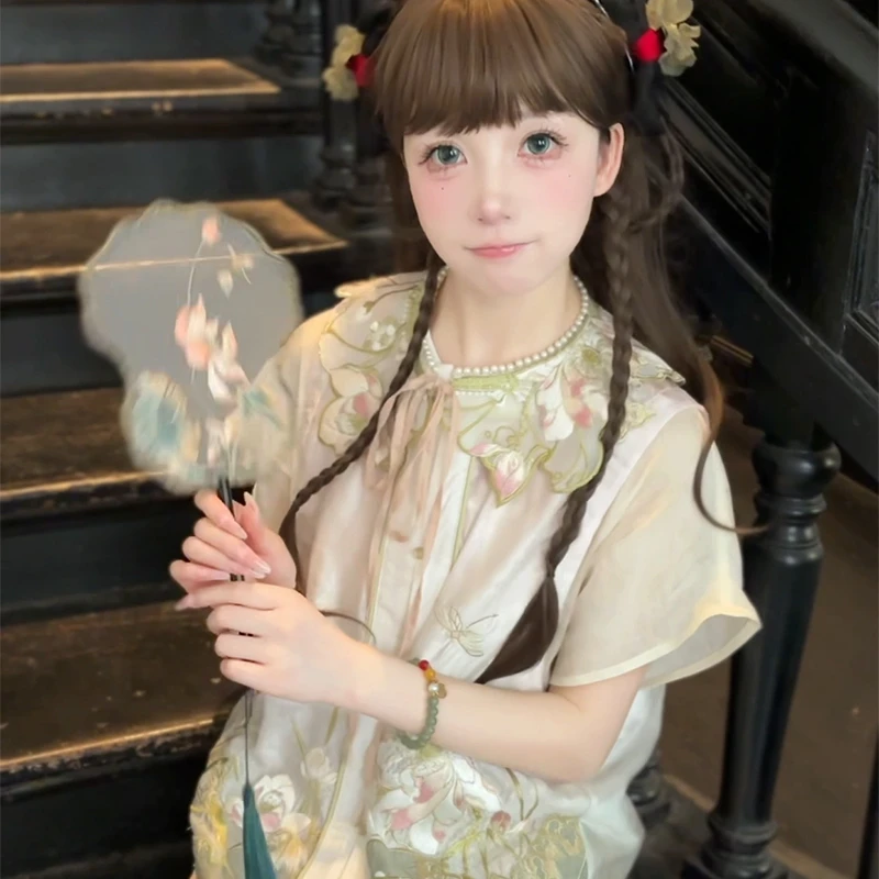 余丸丸【小花灵】日常可穿改良汉服云肩半身裙女新中式国风马甲夏季