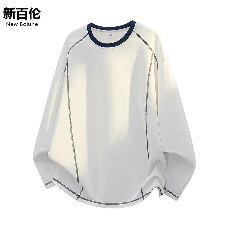 新百伦/NEW BOLUNE美式圆领T恤男2025秋季新款百搭慵懒风宽松卫衣