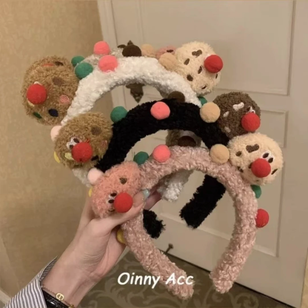 网红饼干小丑毛绒发箍女秋冬卡通可爱洗脸化妆头箍压发卡发饰甜美