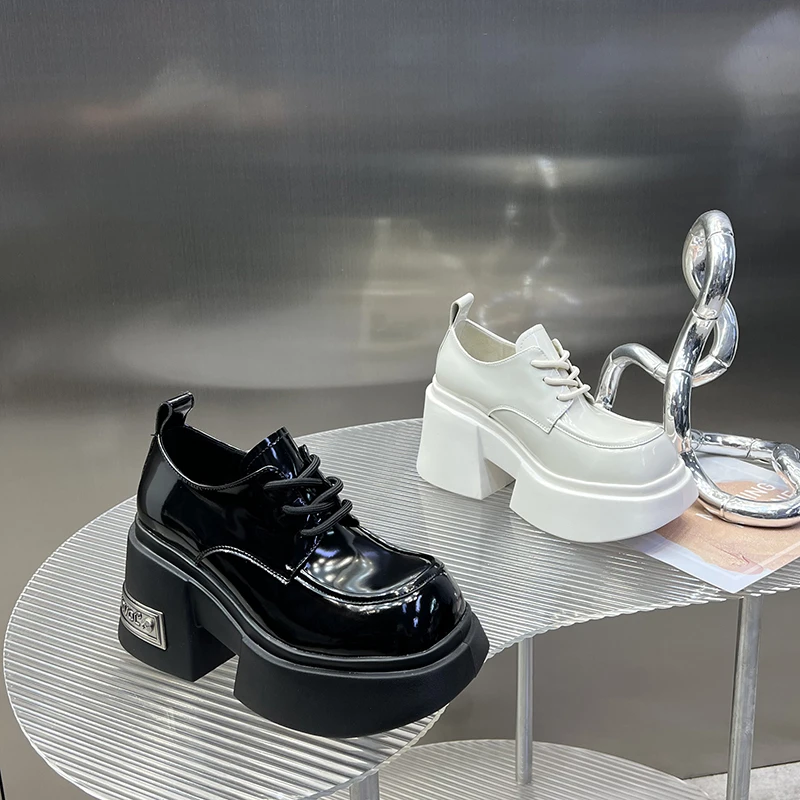 2025春季新款百搭增高系带一脚蹬复古小个子厚底单鞋女SJ8806-3