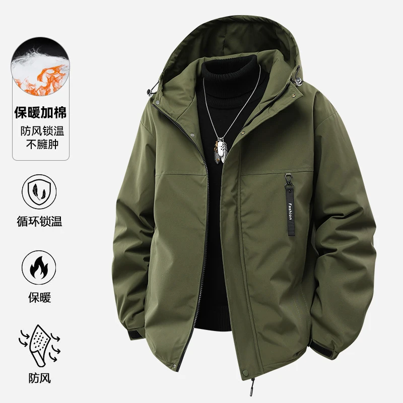 大码冲锋衣棉服男秋冬加厚保暖防风棉衣加肥加大胖子夹克棉袄外套