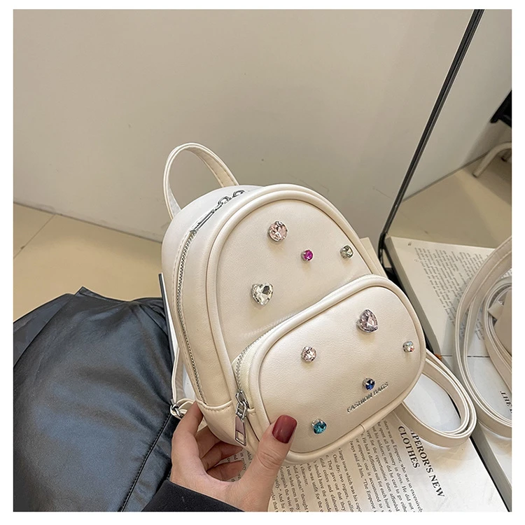 浪漫花园～～网红洋气镶钻时尚百搭潮流ins女士双肩包