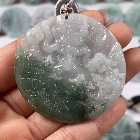 翡翠颈饰未镶嵌龙行天下有石纹裂福利