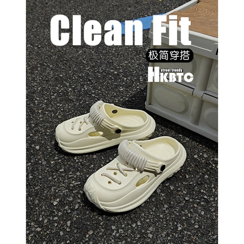 HKBTC/2025爆款绑带厚底洞洞鞋凉鞋拖鞋花园鞋踩屎感户外室内潮拖