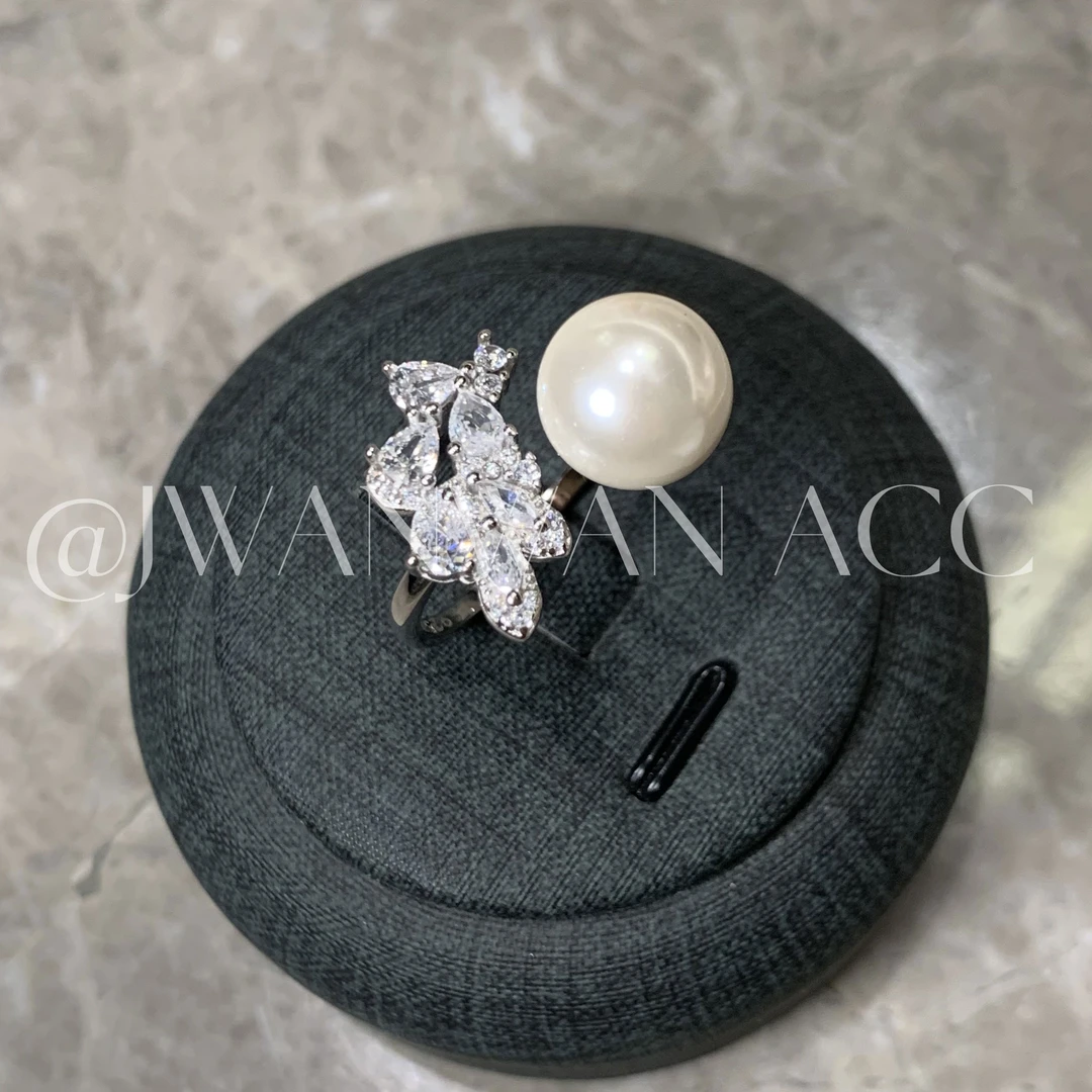 925银锆石戒指 一粒星辰.设计师冰晶闪钻海珠银戒指11JZ2713QT