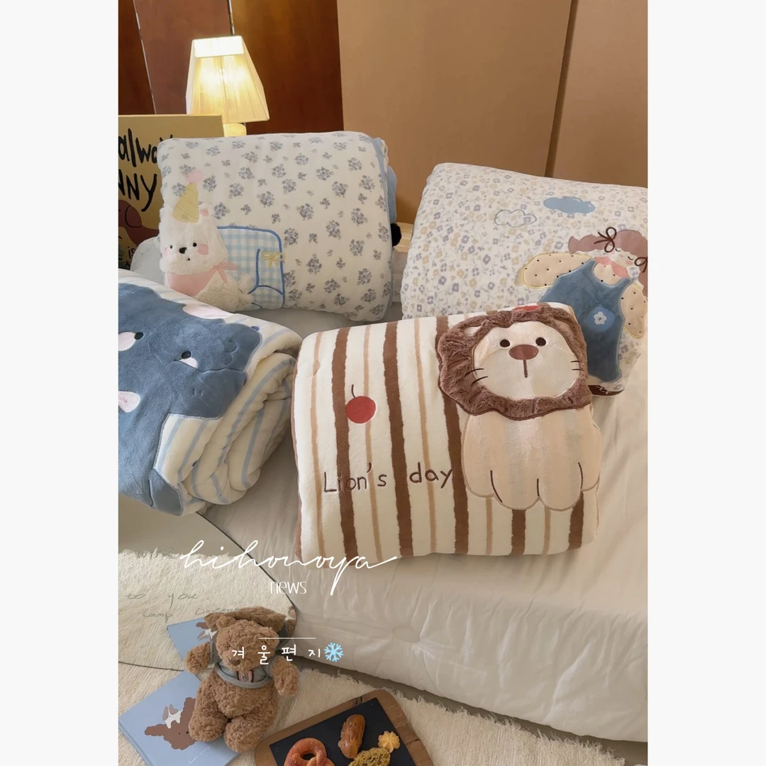 Q【牛奶绒被】二Hihoniya~2025冬季宝宝贴布可爱牛奶绒保暖被子