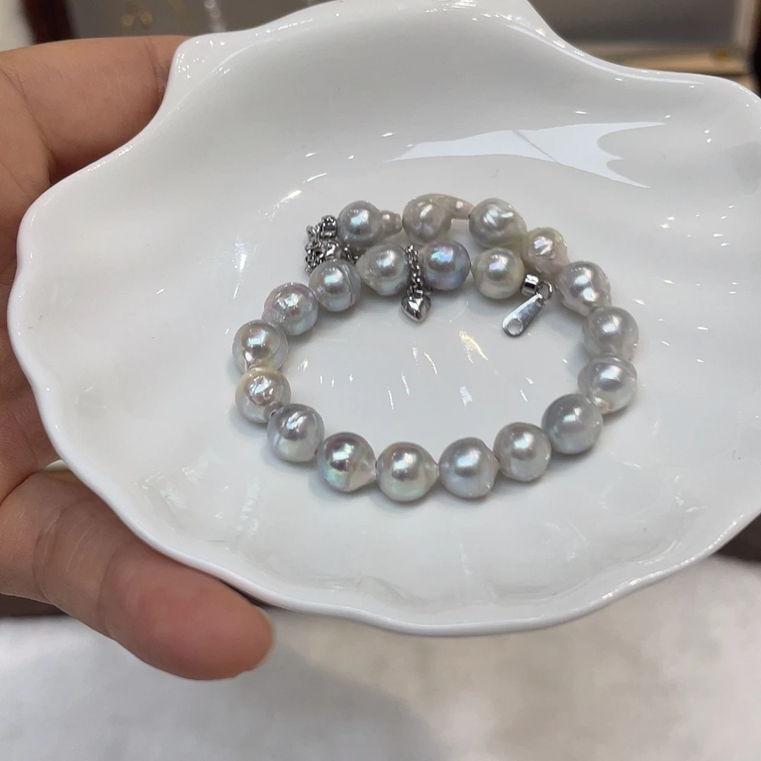 银S925镶嵌手绳海水珍珠