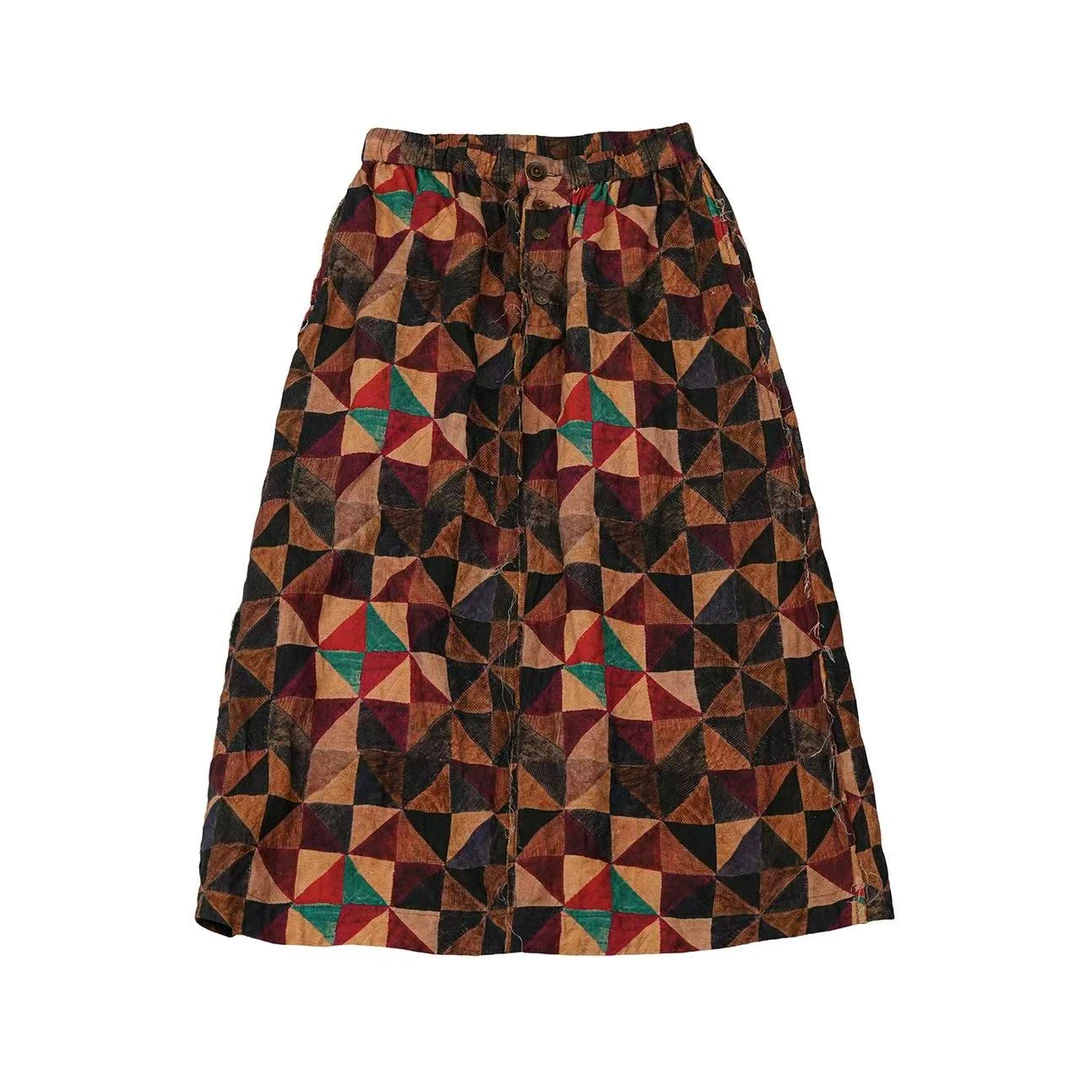 妝點点 云雾里 亚麻 松弛随性自由菱形格 半裙 Y25FW 6257