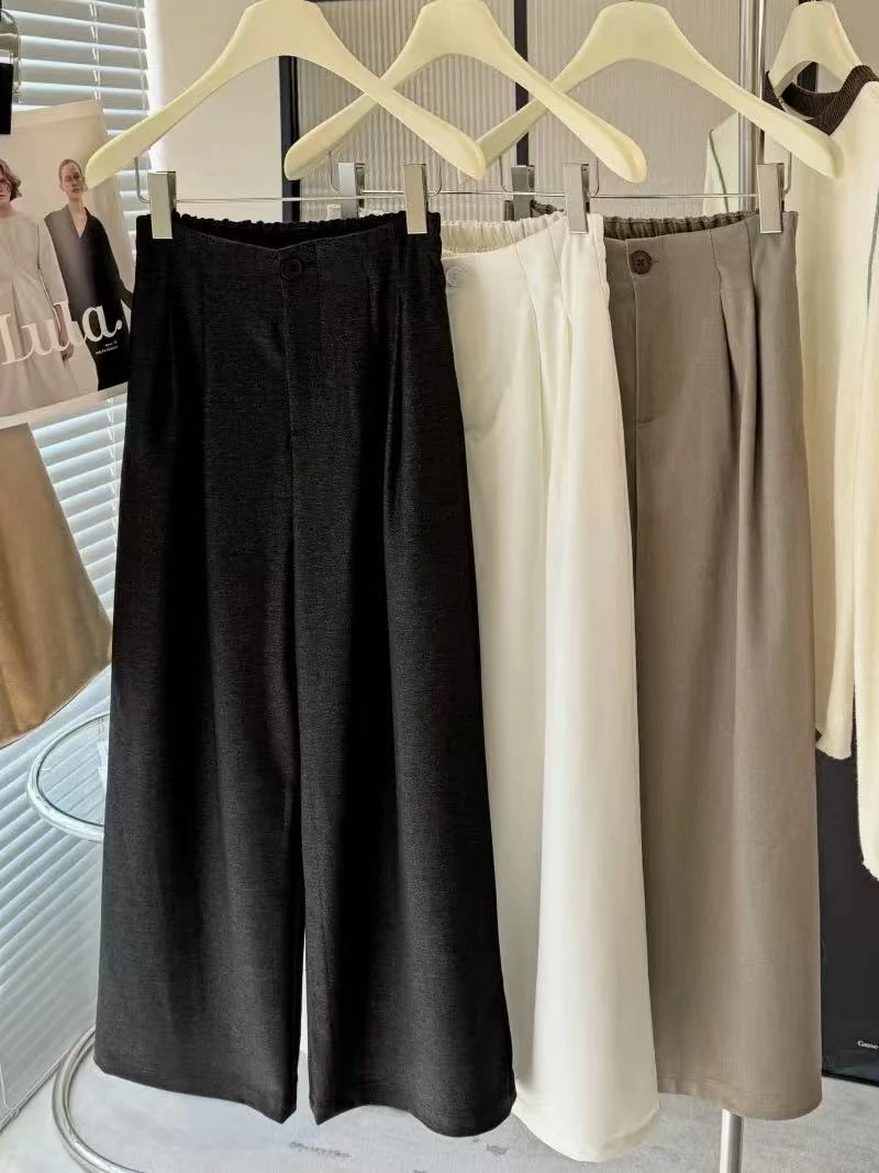 8919#【长90】2025新款时尚气质百搭半松紧九分休闲裤