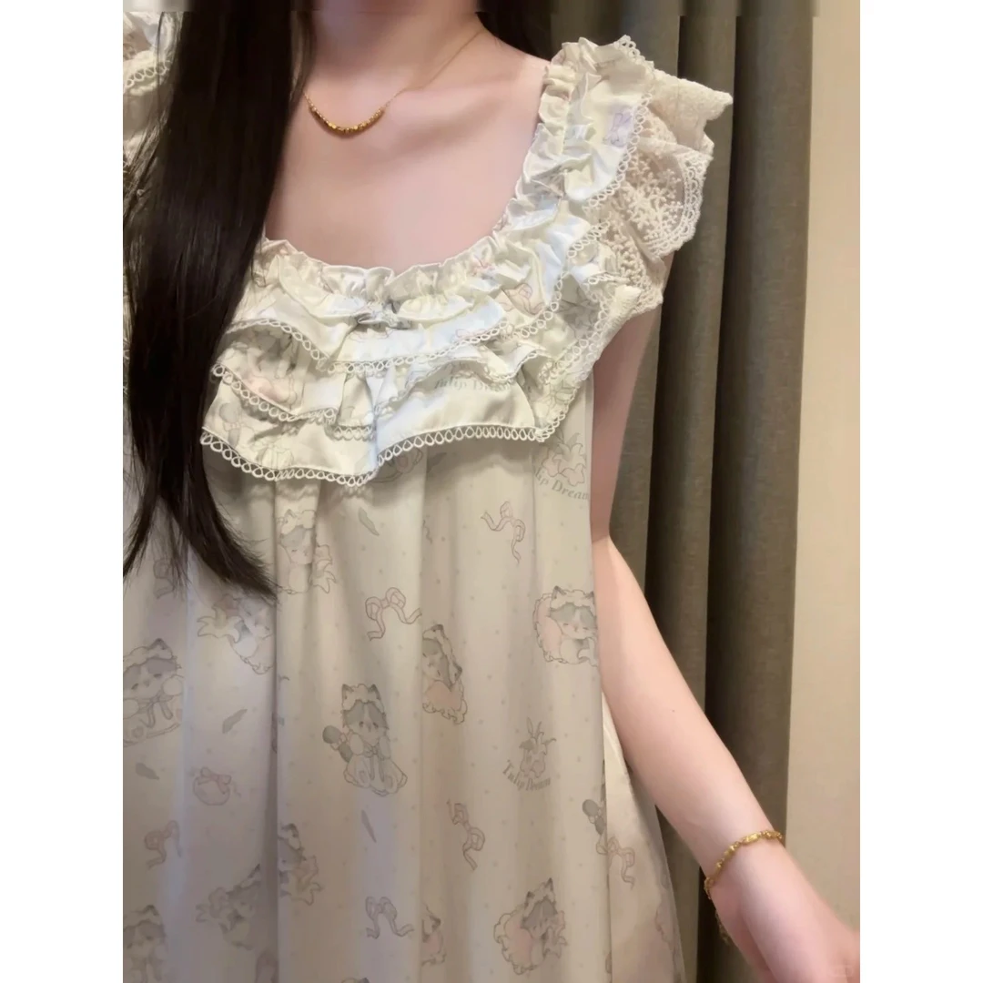 【午睡小猫裙】2025年夏季新款冰丝睡裙女甜美少女可爱睡衣夏天宽松