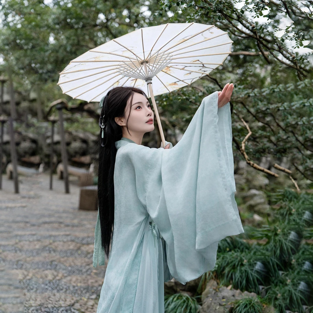 拾梦女中式网红魏晋风汉服旗袍配饰道具摄影拍照油纸伞古风