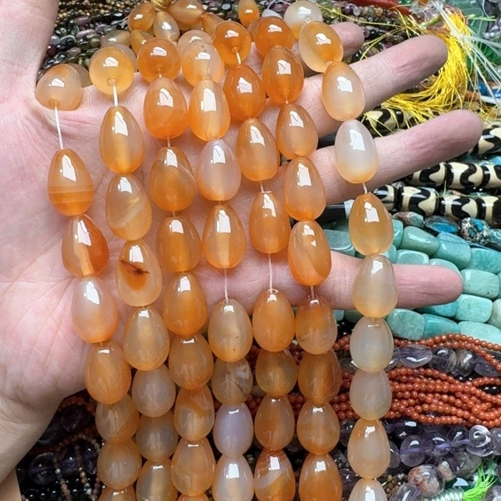 合金玛瑙/玉髓珠宝半成品一条13x18mm玛瑙水滴