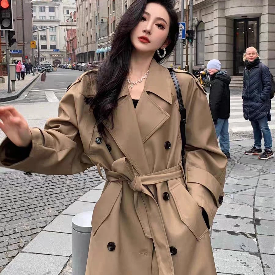 周淼ZHOUMIAO【巴黎旧梦】经典新款廓形大翻领双排扣气质系带大衣32