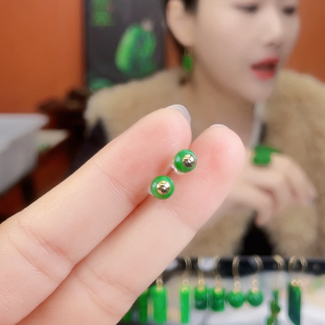 翡翠银S925镶嵌耳饰