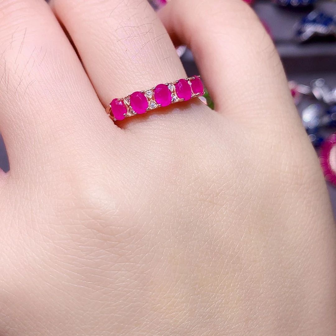 银S925镶嵌戒指红宝石