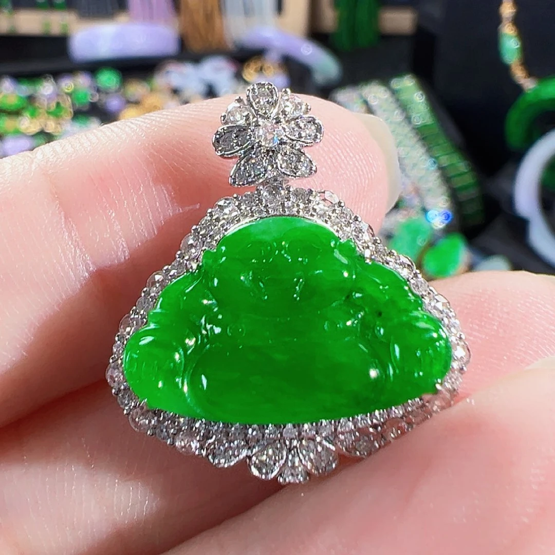 翡翠18K金镶嵌颈饰签收后24小时鉴赏期