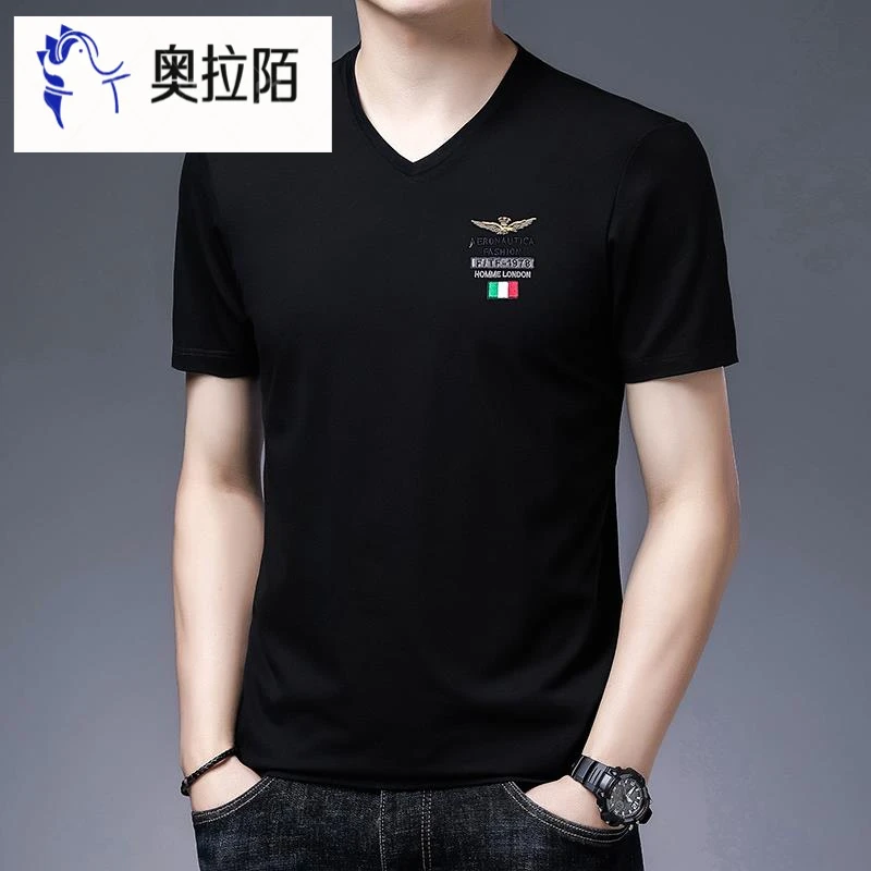 奥拉陌摩登舞蹈练功服上衣男短袖拉丁跳舞服装男士国标交谊舞比赛