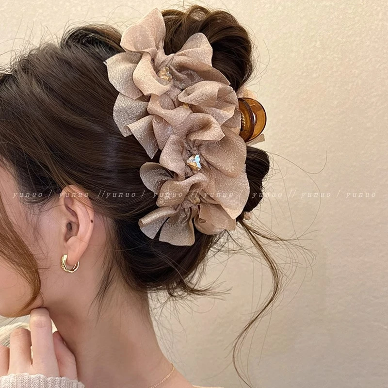 显发量~春夏超仙发夹女后脑勺大号蝴蝶结抓夹2025新款高端鲨鱼夹