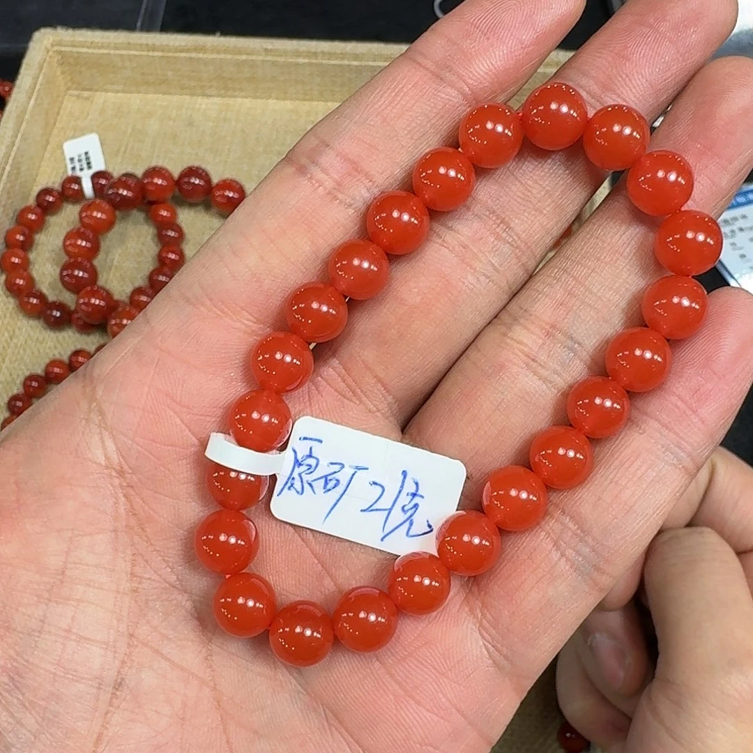 慕***云南红玛瑙未镶嵌手链原矿南红手串8mm➕高品质辣椒红