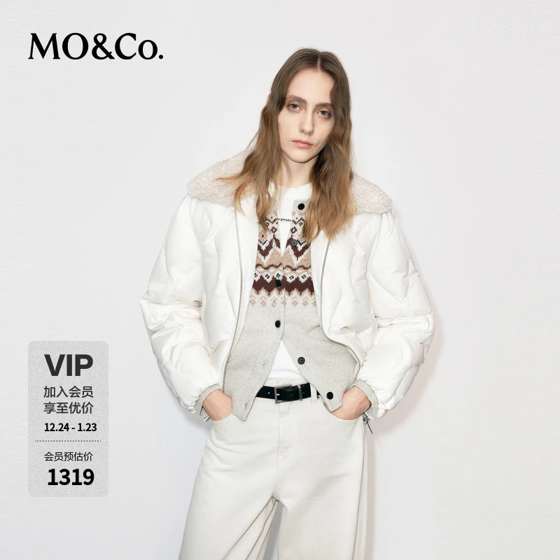 MOCO羽绒服2025冬新品90鸭绒毛领短款【轻暖漫游系列】MBE4EINT14