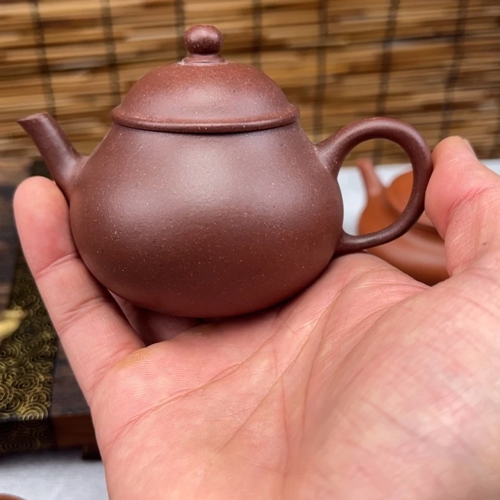 紫砂茶壶梨潘老紫泥150cc