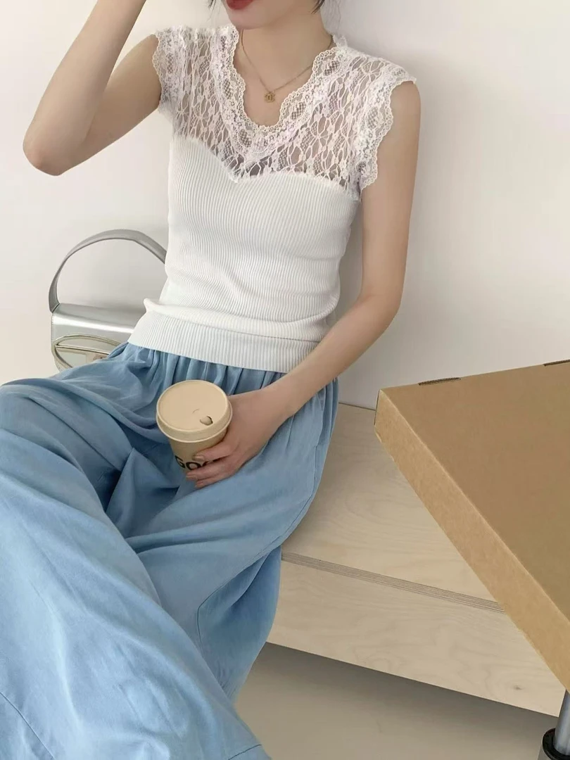 A003蕾丝小吊带背心女装夏季内搭修身打底洋气针织外穿无袖上衣