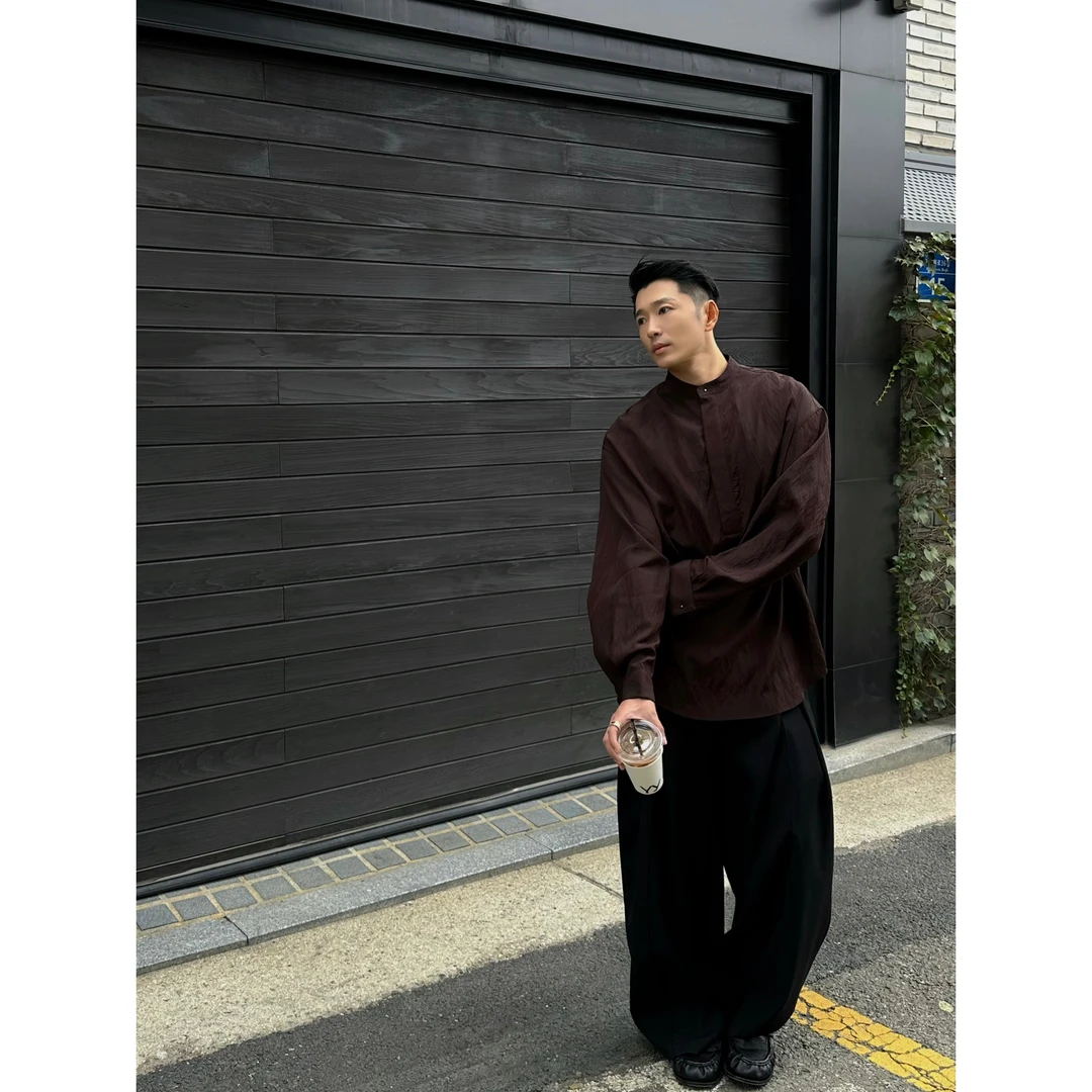 【DUPU】25A/W 私服 铜氨肌理森系立领宽松套头衬衫