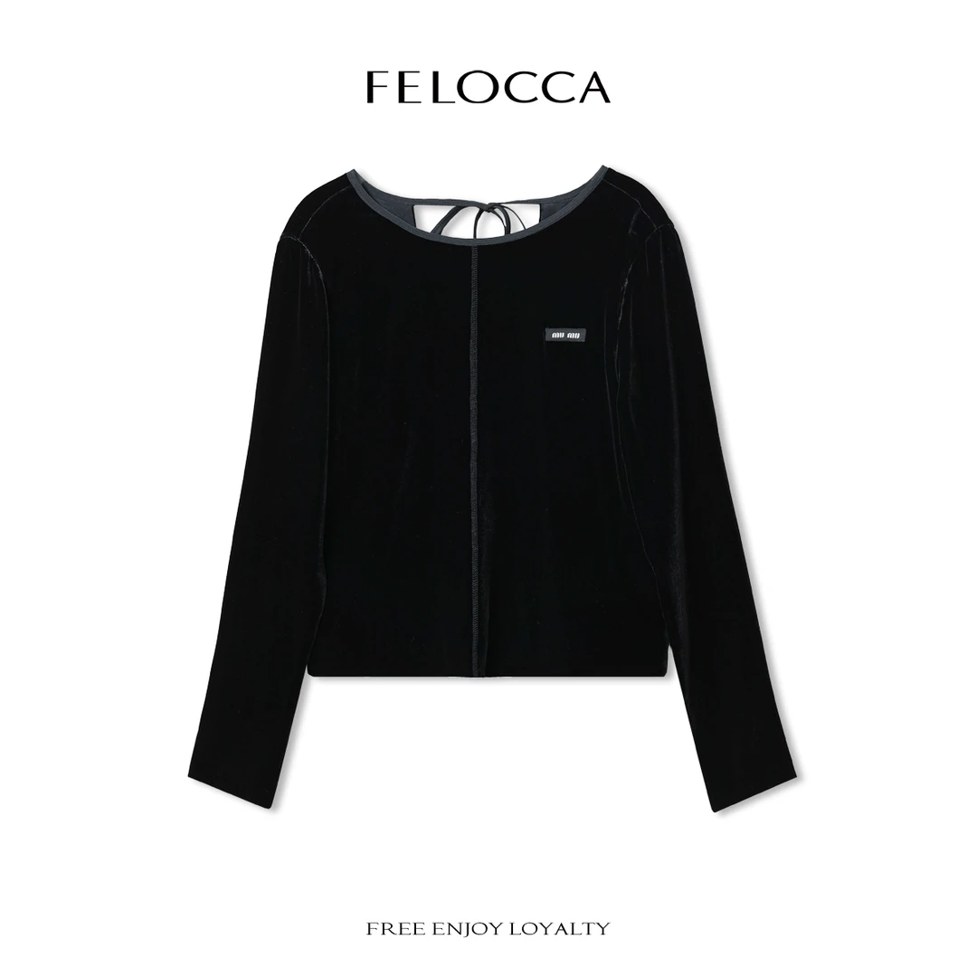 【FELOCCA】质感丝绒高级精致绑带上衣CC2625