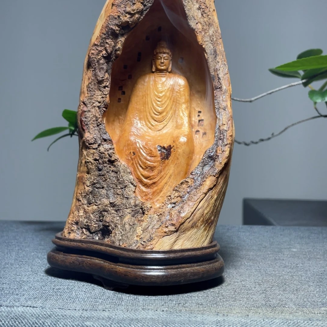多***宝木荔枝木雕刻佛像香炉摆件
