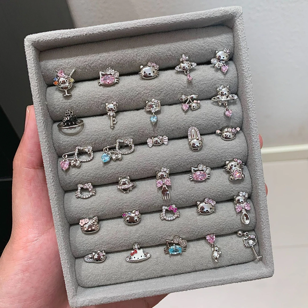 钛钢耳饰 RINGRING商店可爱小猫钛钢耳钉耳骨钉小众独特耳蜗钉